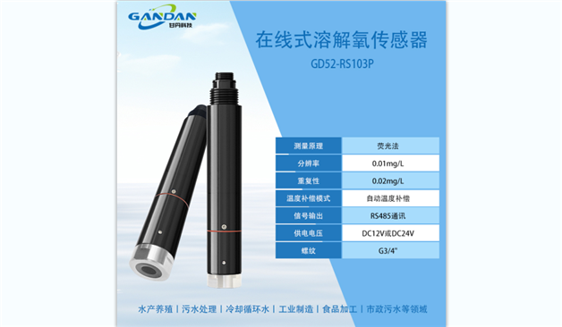 荧光溶解氧传感器水产养殖水污水水质DO浓度含量快速检测