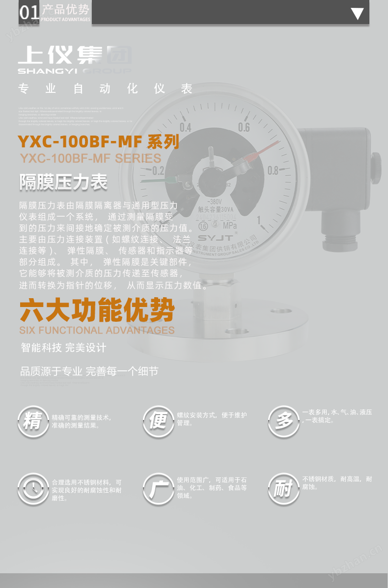 YXC-100BF-MF-法蘭安裝不銹鋼電接點隔膜壓力表-副本_04.png